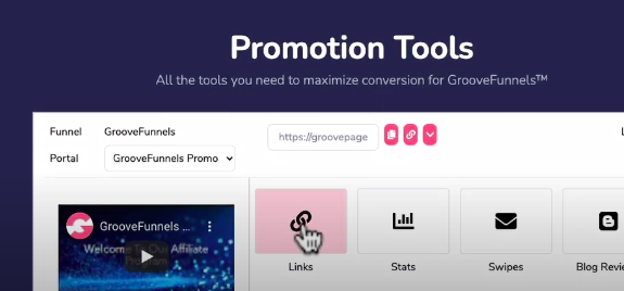 Groovefunnels affiliate promo tools - links