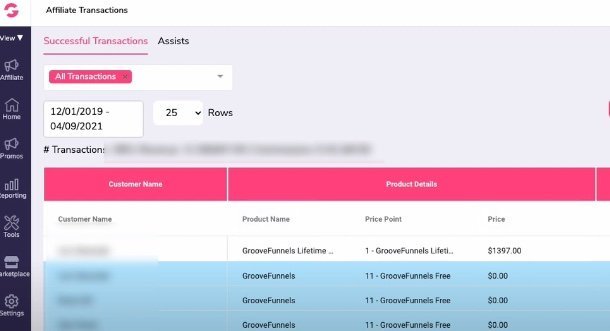 Groovefunnels affiliate reporting