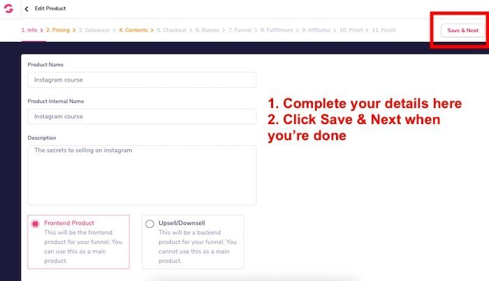 step 1: Creating product funnel in Groovesell
