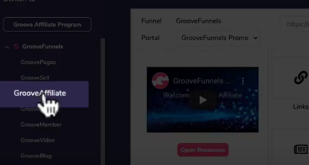 grooveaffiliate app dashboard