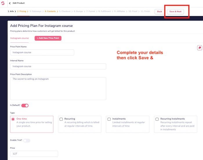 step 2: Creating product funnel in Groovesell