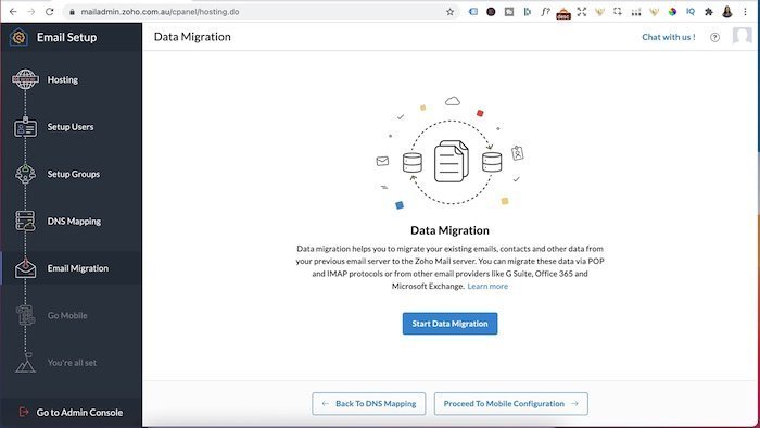 Zoho email migration 