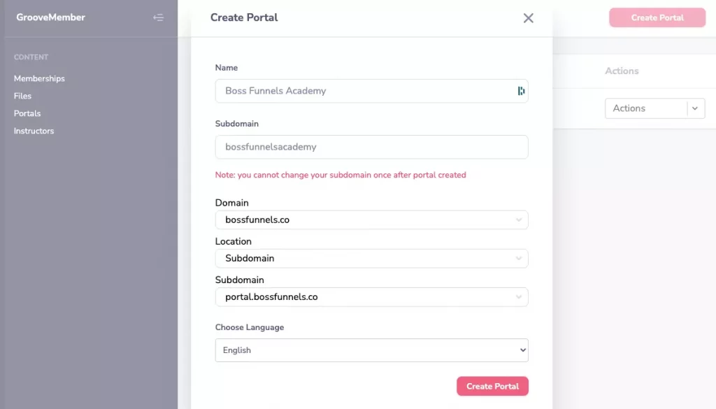 creating a groovemember portal