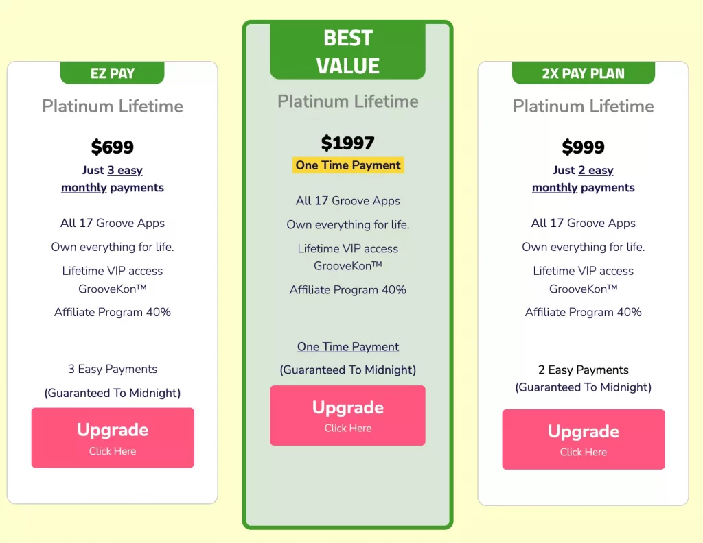 Groovefunnels pricing - Payment options