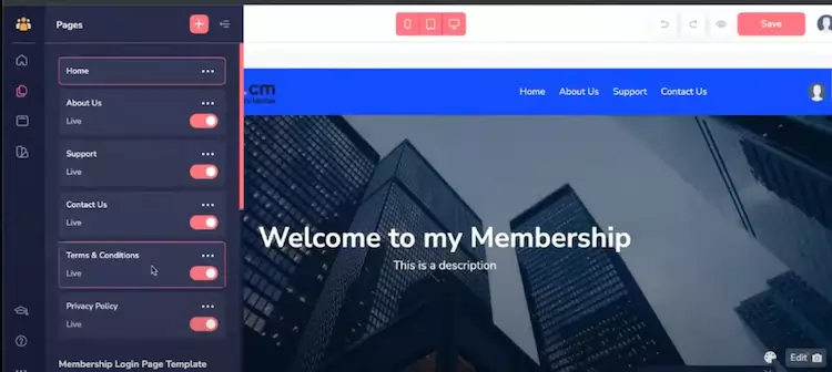 Membership sites and pages